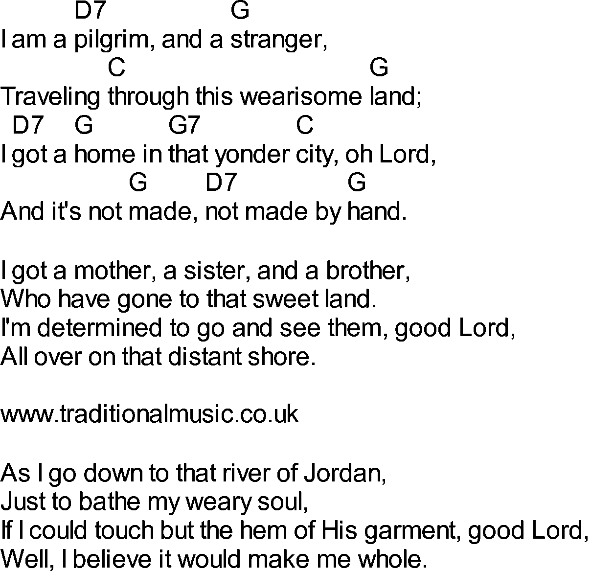 Bluegrass songs with chords - I Am A Pilgrim